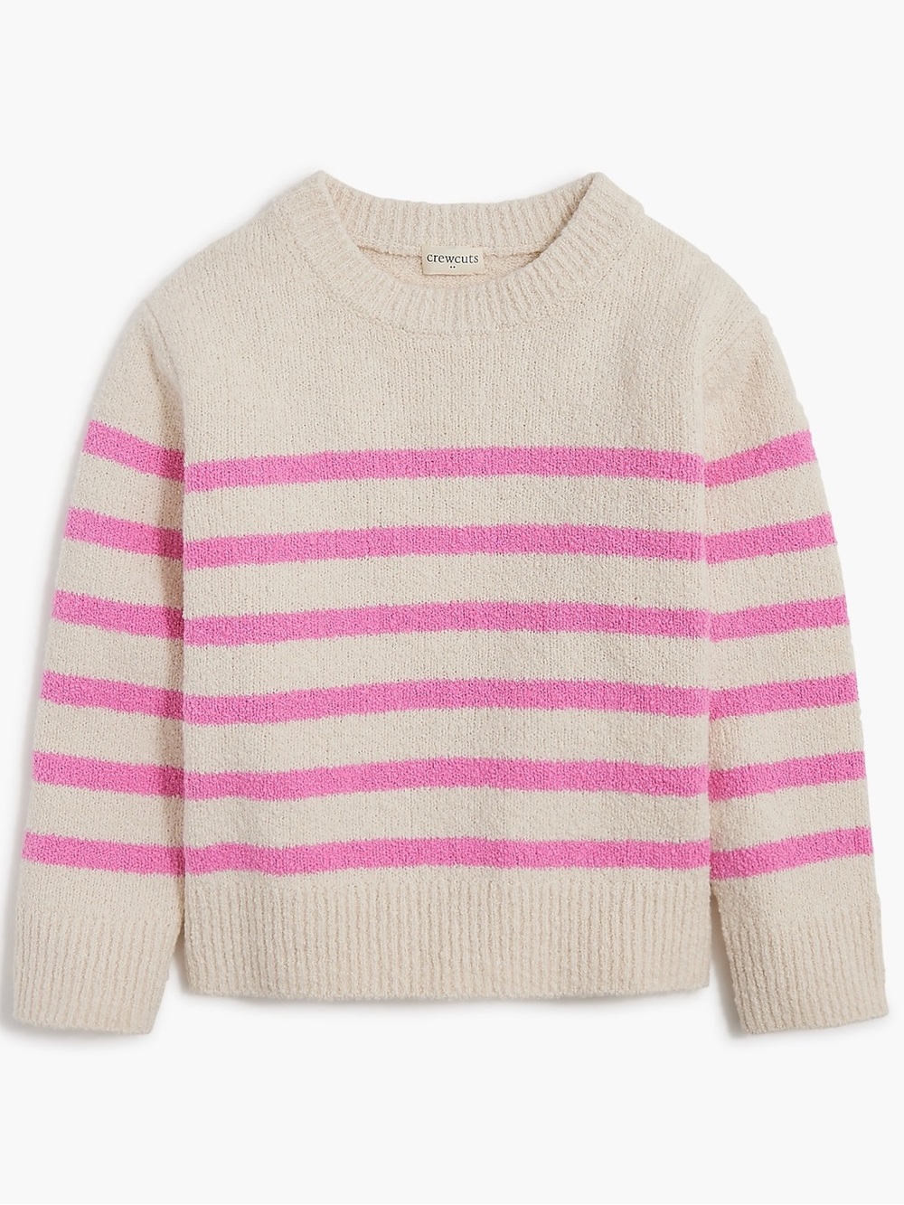 Crewcuts Factory Girls Kids Long Sleeve Pink Striped Crewneck Sweater. 6-7. Smal
